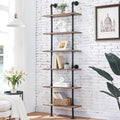 Hombazzar Industrial Pipe Bookshelf - Brown 6-Tier Modern Shelving