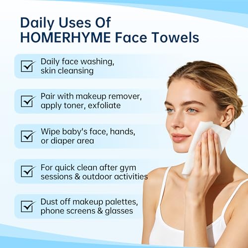 600 Count Disposable Biodegradable Face Towels - Gentle Makeup Remover & Travel Wipes - HOMERHYME Variation of 1 Pack