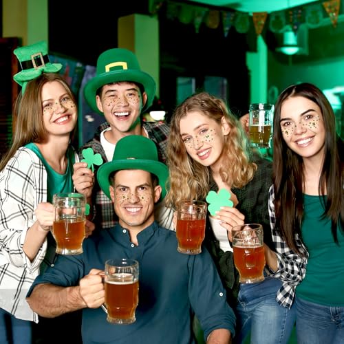 Konsait St Patricks Day Face Tattoos ? Gold Leprechaun Shamrock Freckles Makeup Tattoo Kit for St. Patrick's Day, Parade, Festivals Style & Accessories