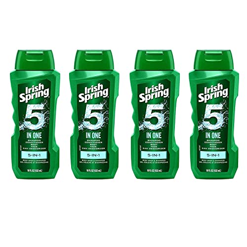 Irish Spring 5-in-1 Men’s Body Wash & Shampoo Set, 4 x 20 oz - All-in-One Personal Care
