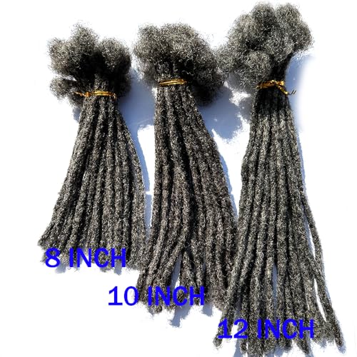 Human Hair Loc Extensions Salt and Pepper #39 - 12 Inch Small Size, 10 Dreads/Bundle