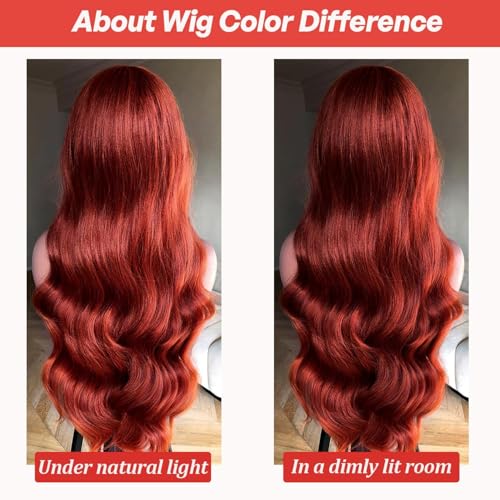 METDIO Reddish Brown 13x6 Lace Front Wigs Human Hair 26 Inch 180% Density
