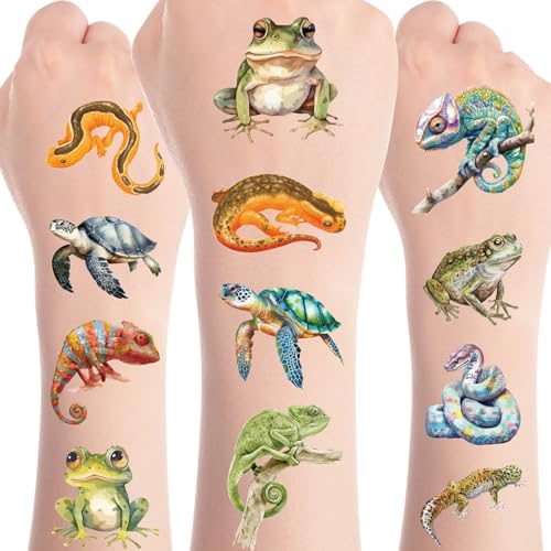 Reptile Temporary Tattoos Stickers, Animals Tattoo Stickers for Kids, Birthday Party Favors Goodie Bag Fillers Supplies Decorations, Classroom School Prizes Rewards Gifts(6 Sheets)