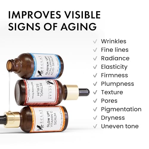 Eclat Skincare Face Serum Set ? Vitamin C, Retinol, Hyaluronic Acid for Hydration & Anti-Aging ? Brightening & Firming Facial Serums ? 3 Pack Face Care Set