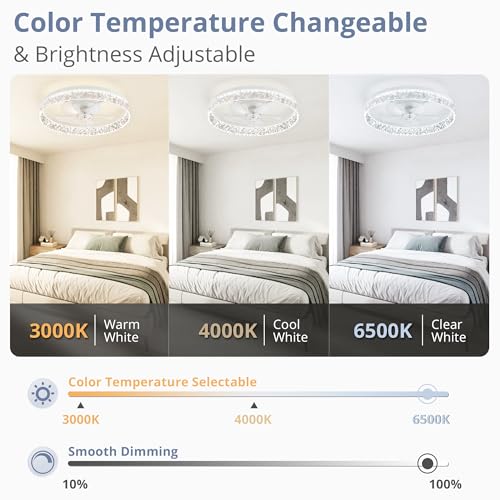 22 Inch Ceiling Fan with Lights & Remote, Dimmable Reversible Motor, White - Variation of THIS listing