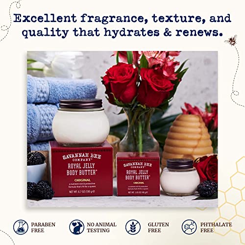 Savannah Bee Royal Jelly Body Butter – Organic Honey, Nourishing Moisturizer, 6.7oz & 1.65oz