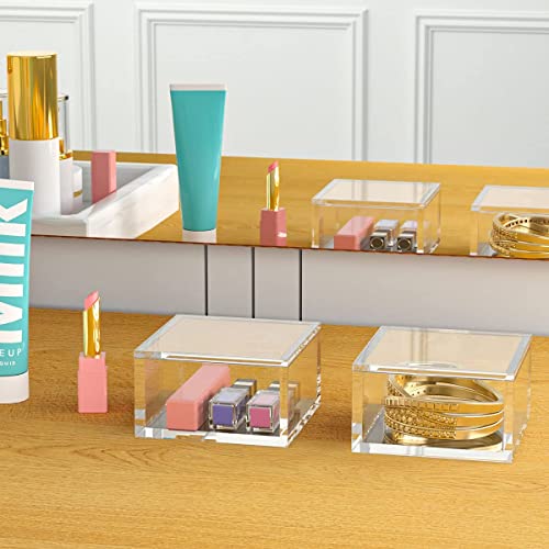 Acrylic Box with Lid - Medium Square Storage Case for Cosmetics, Jewelry & More