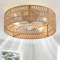 Gold Boho Ceiling Fan with Lights & Remote Control - Flush Mount, 7 Blades