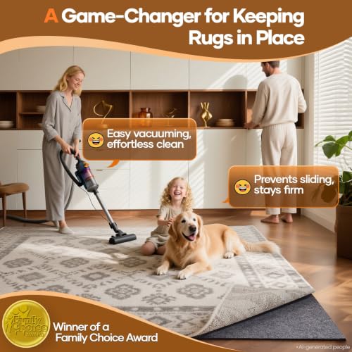 8' x 10' Rug Pad Non Slip Cushioned Gripper for Hardwood Floors - Felt & Silicone Backing