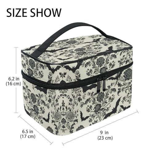 Makeup Train Case with Large Capacity - Retro Flower Portable Cosmetic Organizer A002