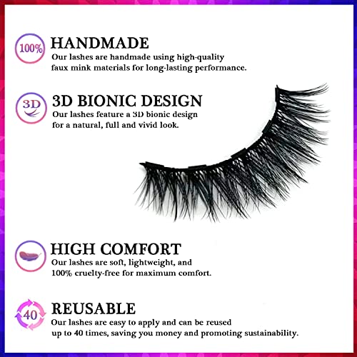 Magnetic Eyelashes Kit with Reusable Faux Mink Lashes & Upgraded Magnetic Liner - Black AL13M4-2