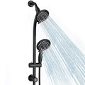 Black Handheld Showerhead & Rain Shower Combo with 27.5-Inch Steel Slide Bar, 5-Setting 5-Foot Hose