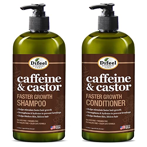 Hair Growth Shampoo & Conditioner Set with Caffeine & Castor Oil - 33.8 oz Each