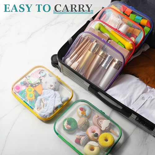 Sanwuta Assorted Color Clear Hard Zipper Cases Set of 6, 9.84 x 7.87 x 2 Inches