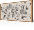 Large Black & White Food and Drink Wall Art - 40x20 Inches Kitchen Decor with Framed Canvas