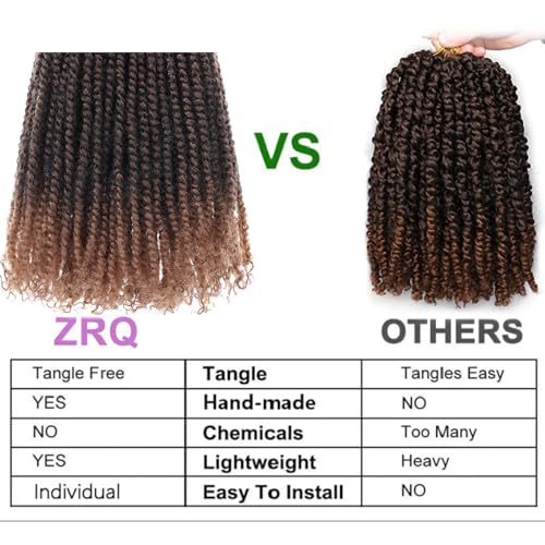 12 Inch Micro Twist Crochet Hair Extensions - T30# Ombre Brown, 9 Packs Pre-Twisted