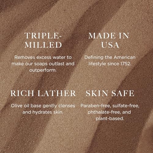 Caswell-Massey Triple Milled Heritage Woodgrain Sandalwood Three-Soap Set, Scented & Moisturizing Bath Soap, Made In The USA, 3 Count (Pack of 1)