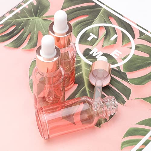 20Pcs 20ml Pink Glass Dropper Bottles - Refillable Travel Perfume & Essential Oil Containers