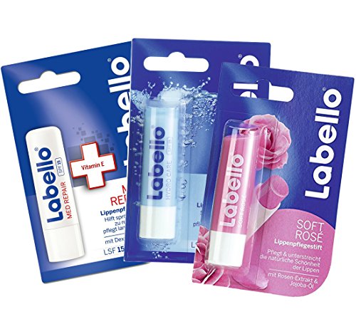 Lip Balm Set - Med Protection, Hydro Care & Soft Rose - 3 Pieces