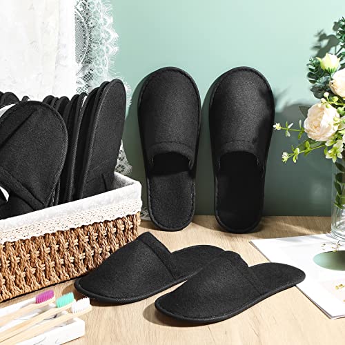 Geyoga 30 Disposable Slippers - Large Wide Black Hotel Spa Footwear