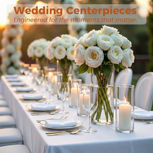 Sandraheer 48 Pack Clear Glass Cylinder Vases for Wedding & Event Decor - 4 Sizes