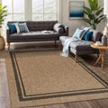 Bordered Natural Black 5x7 Indoor Outdoor Rug - Washable Durable Area Carpet