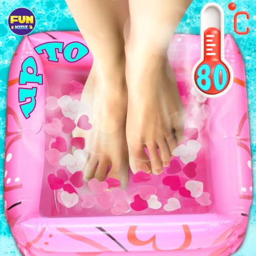 Kids Foot Spa Kit with Inflatable Foot Tub Nail Polish & Pedicure Supplies