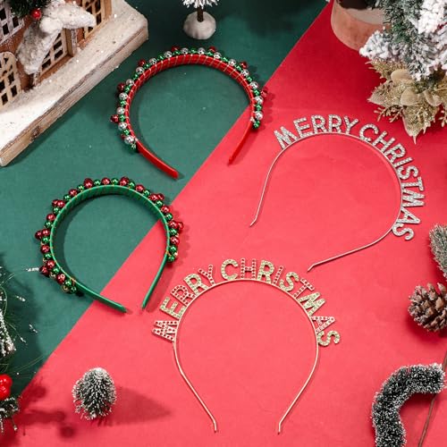 Christmas Headbands for Women - Rhinestone Reindeer & Snowflake - Silver