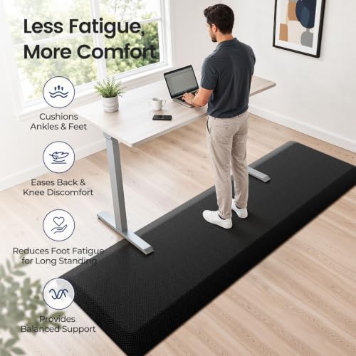 Extra Thick Anti-Fatigue Kitchen Floor Mat 95"L x 20"W Black - Supportive Standing Mat