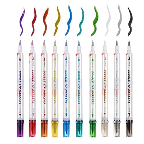 HAWINK Temporary Tattoo Markers for Skin, 10 Body Markers + 56 Large Tattoo Stencils, Dual-End Tattoo Pens Make Bold and Fine Lines ZYH2208001KIT