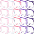 Pink Purple 20 Pcs Clear Travel Toiletry Bags Waterproof PVC Cosmetic Pouches