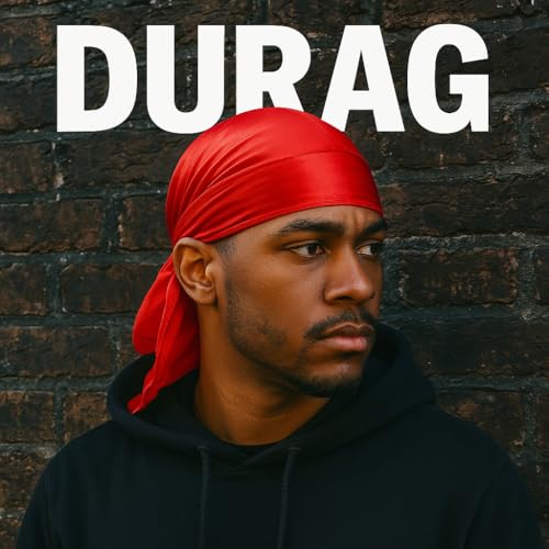 3PCS Silky Durags with Wave Brush Set for Men - Red, Black, Pearl White