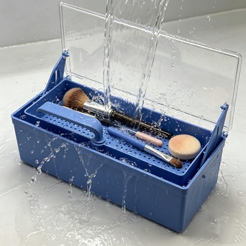 Portable Nail Art Tool Sterilizer Tray with Strainer and Cover - Blue