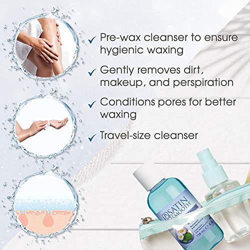 SATIN SMOOTH Pre Wax Cleanser - Antiseptic Skin Prep for Pre Wax Hair Removal, Deep Cleansing & Irritation-Free Waxing, AfterWax Care, 4 oz, 2-Pack