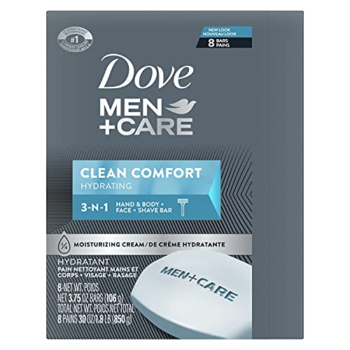 DOVE MEN+CARE Clean Comfort Body and Face Bar 3.75 oz Pack of 16 - Hydrating Men’s Soap