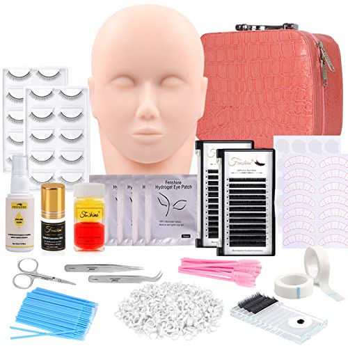 Fenshine Eyelash Extension Kit with Mannequin Head & Professional Tools