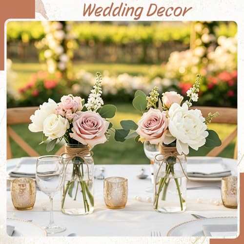 24 Pack Mason Jar Vases for Centerpieces - Transparent Glass Rustic Decor