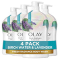 Olay Body Wash for Women - Fresh Radiance with Birch Water & Lavender - 33 fl oz Pack of 4