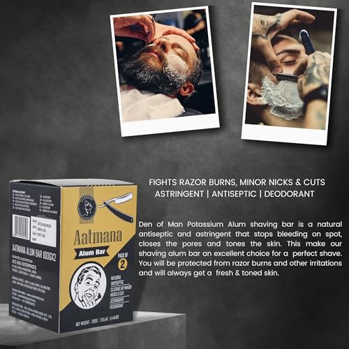 Shaving Alum Bar 100g x 2 | Premium Quality Potassium Alum Bars, 3.53oz Each | Stops Bleeding Due to Minor Nicks & Cuts After Shaving | Natural Body Deodrant