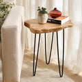 Live Edge Cedar End Table with Hairpin Legs - Handcrafted Organic Design