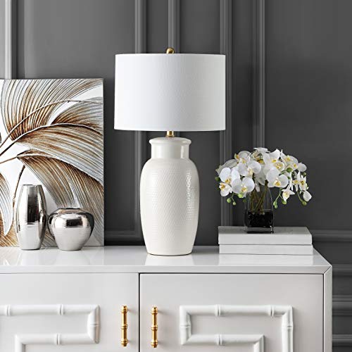 Safavieh Norsi 27.5-Inch Ivory Ceramic Table Lamp with Fabric Shade