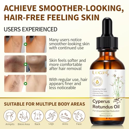 Cyperus Rotundus Hair Removal Oil - 3 Pack, Natural Skin Soothing & Hair Growth Inhibitor, 2.02 Fl Oz Each