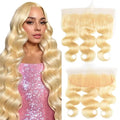 Russian Blonde Body Wave Lace Frontal Human Hair 12 Inch Pre-Plucked Natural Hairline