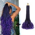 French Curl Crochet Braids for Black Women - 18 Inch Ombre Purple, 8 Packs, Pre Looped Synthetic Hair Extensions