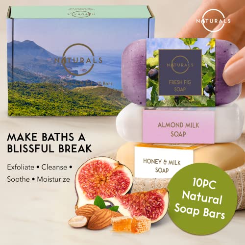 Natural Soap Bar Set - 10 Pack Gift for Women & Men, Exfoliating & Vegan