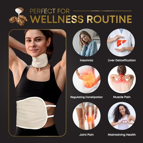 Organic Castor Oil Wellness Pack for Stomach & Neck Detox Compress Pads - Reusable & Adjustable
