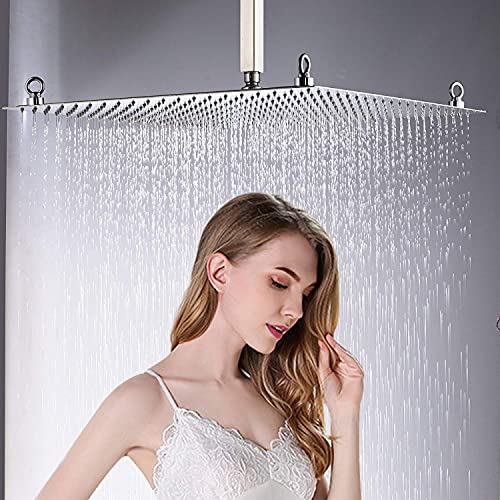 Saeuwtowy 20 Inch Large Rainfall Shower Head Ultra-Thin High Pressure Stainless Steel 03