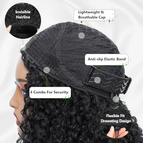 18 Inch Curly Half Wig - 3-in-1 Glueless Human Hair & Synthetic Mix for Black Women - M4/30
