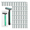 Disposable Twin Blade Razors in Bulk, Individually Wrapped - Clear Safety Cap, For Homeless, Hotel, Airbnb, Travel (pack of 200,green)