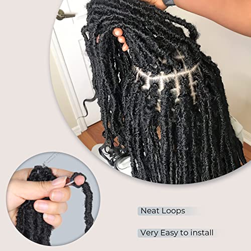 Niseyo Wild Locs 14 Inch Faux Locs with Curly Ends - 8 Packs, Natural Black